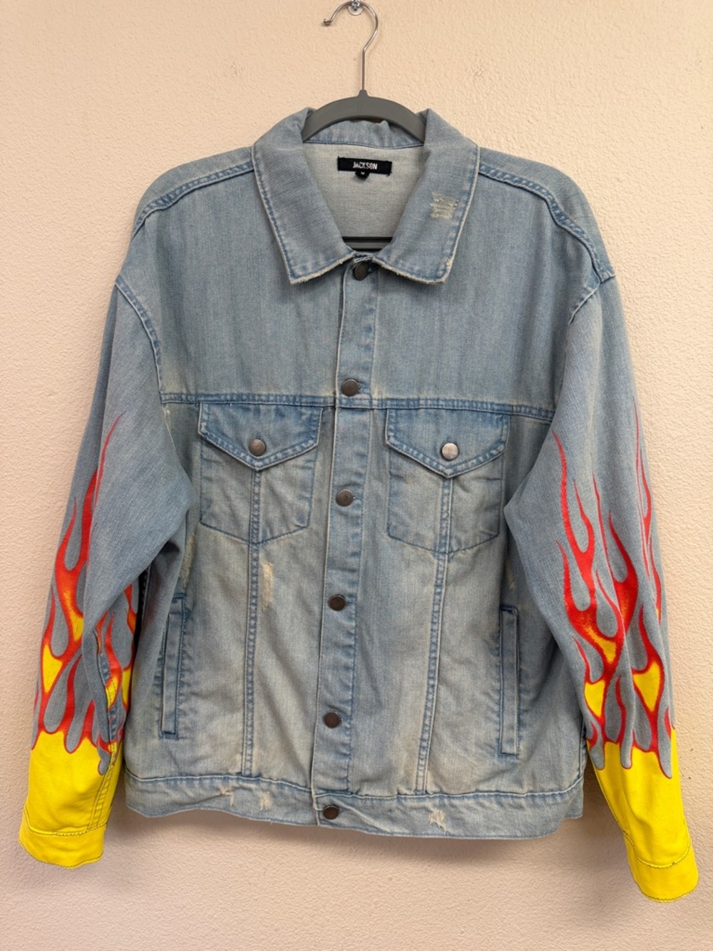Painted Flames Denim Jacket Men’s Size Medium